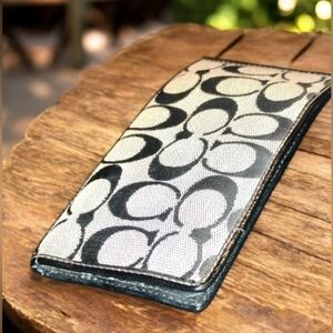 Coach Monogram Jacquard 3 Pocket Leather Lined Wallet 6.5in X 4in